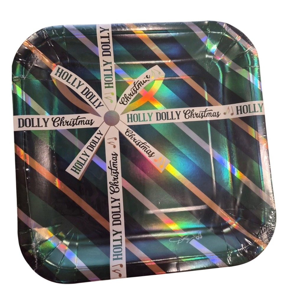 Dolly Parton Holly Dolly Christmas Dinner Plates Unisex 9.12in Green New Holiday